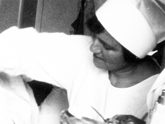 Photography: Sister Bertha Schoenfeld in the operating room of the hospial of the Jewish Community located at Gagernstrasse 36.