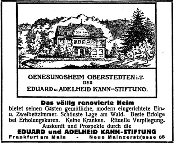 Anzeige: Genesunsheim der Kann-Stiftung, Werbeanzeige Juli 1933.