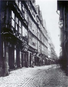 Photography: Frankfurt "Judengasse", partial view, about 1868.